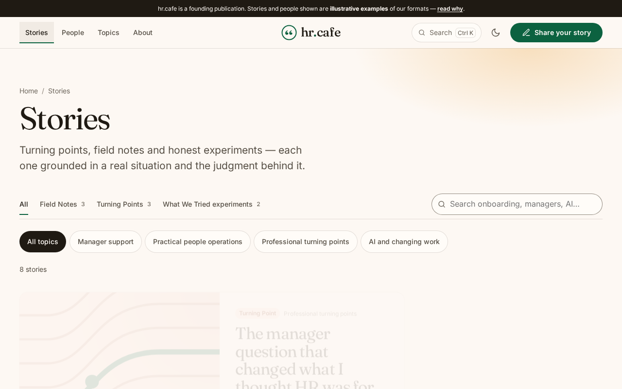 Screenshot: Browsing stories