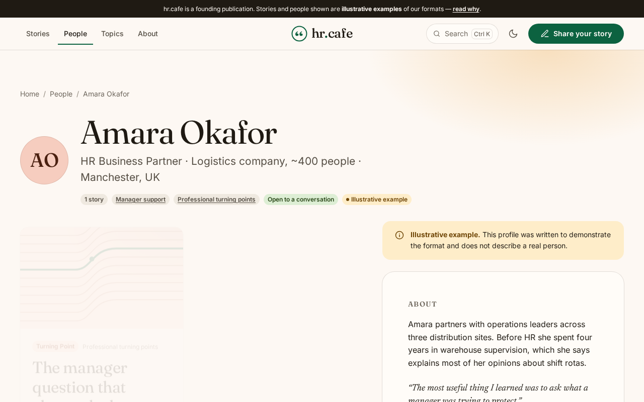 Screenshot: A practitioner profile